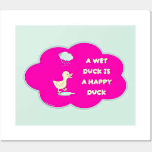 Happy Wet Duck Anime Vibe (Pink) By Abby Anime(c) Posters and Art